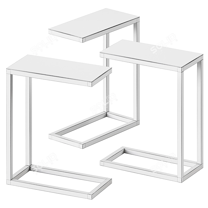 Sleek Stainless Steel C Table 3D model image 2