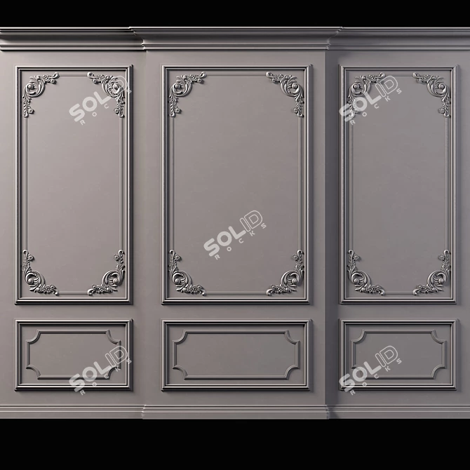 Elegant Wall Molding: 3D Max 2014, Corona 6.2, FBX & OBJ Export 3D model image 2