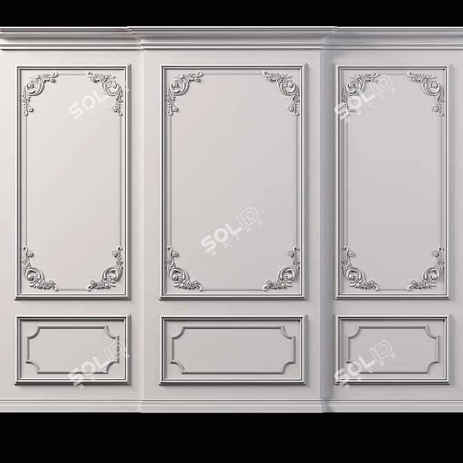 Elegant Wall Molding: 3D Max 2014, Corona 6.2, FBX & OBJ Export 3D model image 3