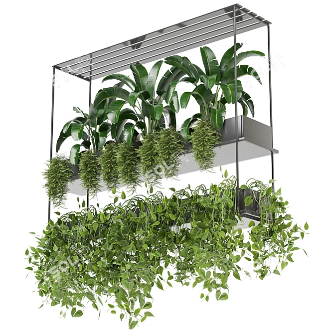 Metal Box Hanging Plant Set 3D model image 1