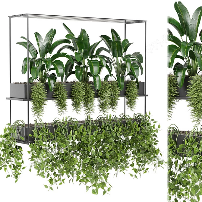 Metal Box Hanging Plant Set 3D model image 6