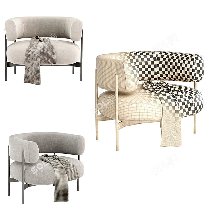 Elegant CINI Armchair - HC28 Cosmo 3D model image 5