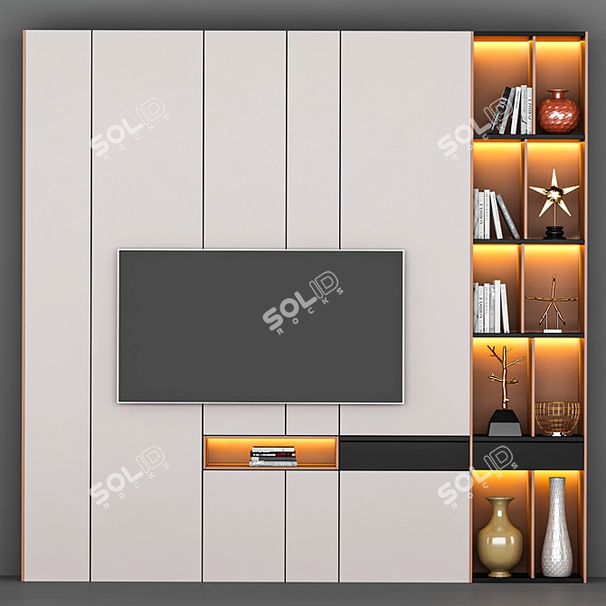 Sleek TV Wall Unit - 300x300x40 cm 3D model image 1