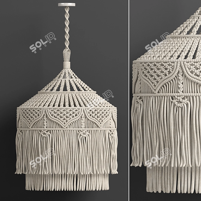 Boho-inspired Macrame Chandelier 3D model image 1