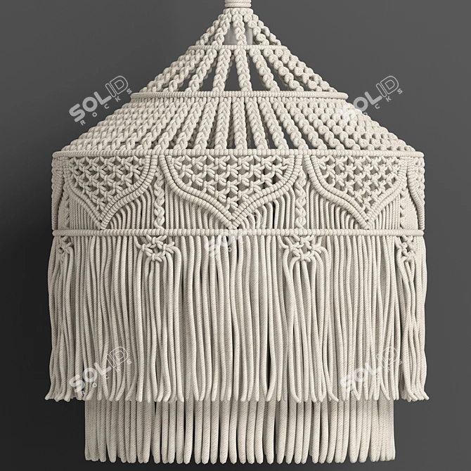 Boho-inspired Macrame Chandelier 3D model image 2