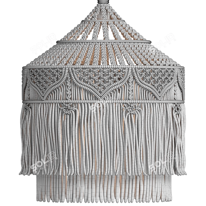 Boho-inspired Macrame Chandelier 3D model image 3