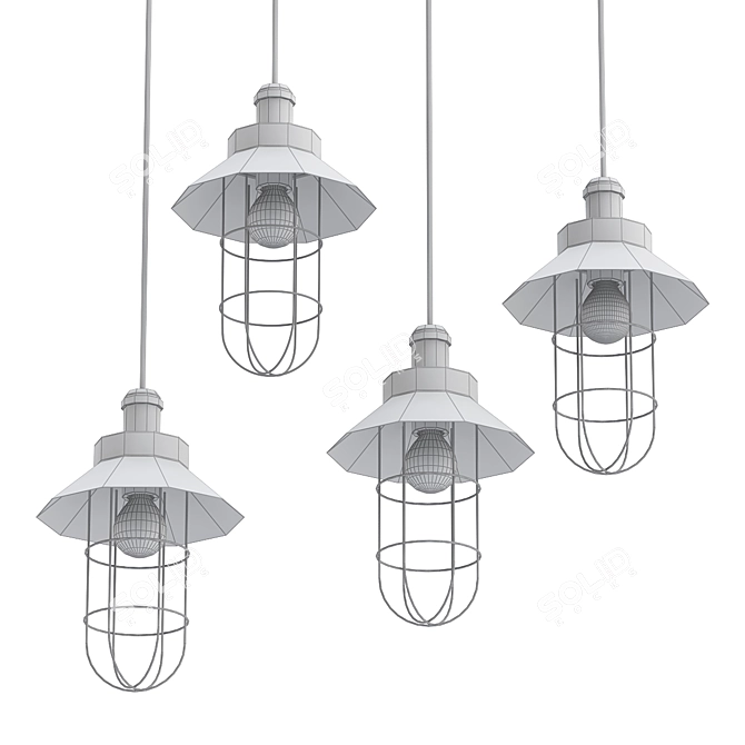 Rustic Cage Pendant Light 3D model image 2