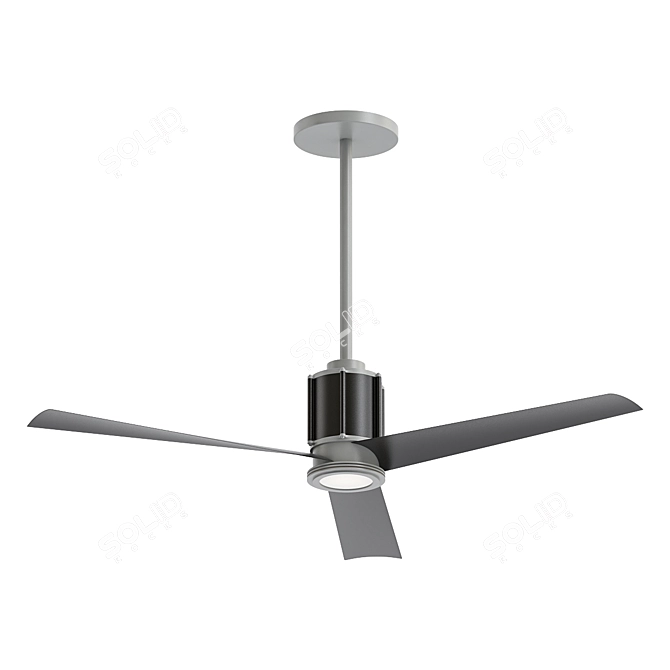 Sleek Black Gear LED Fan 3D model image 1