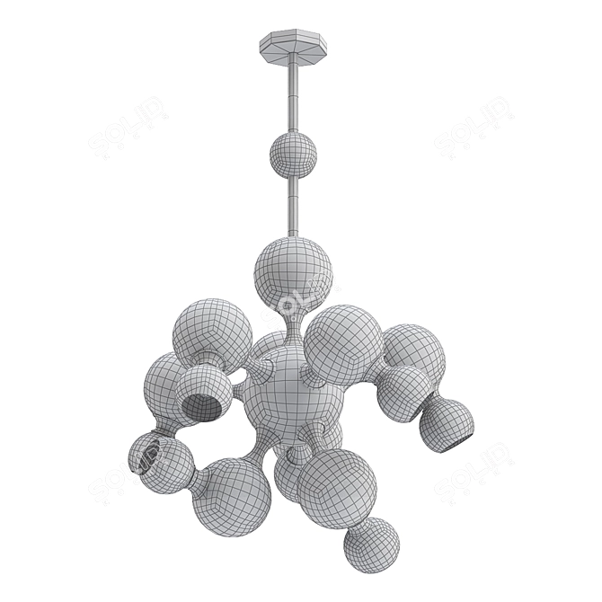 Atomic Suspension White Chandelier 3D model image 2
