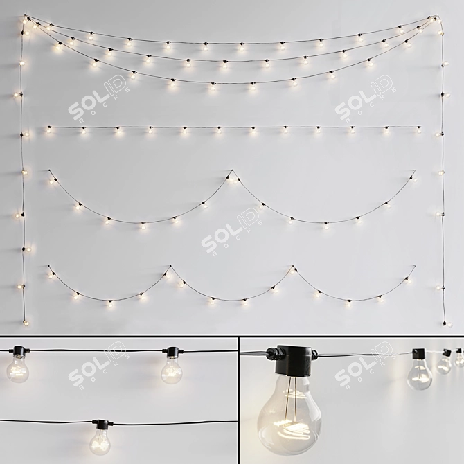 Adjustable Turbosmooth Garland/Bulb String 3D model image 1