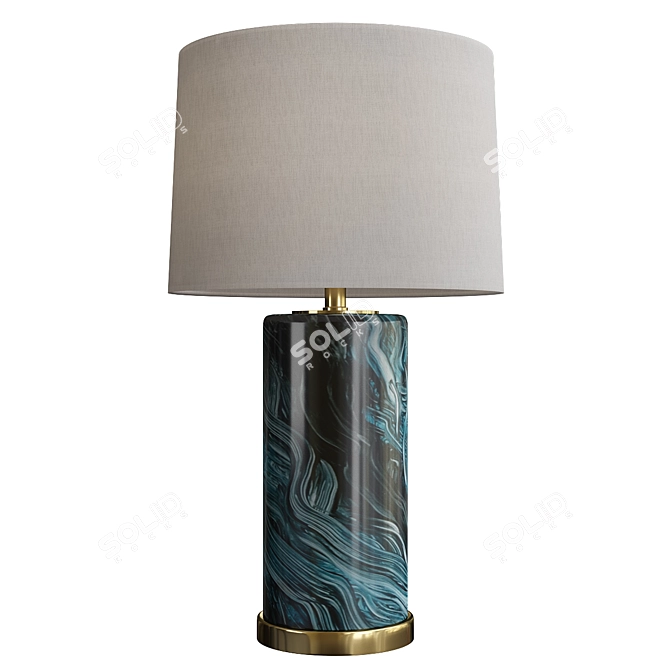 Elegant Malachite Cylinder Lamp 3D model image 1