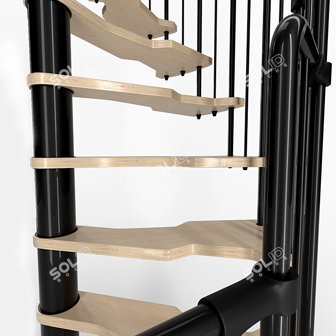 Sleek Metallica Spiral Staircase 3D model image 5