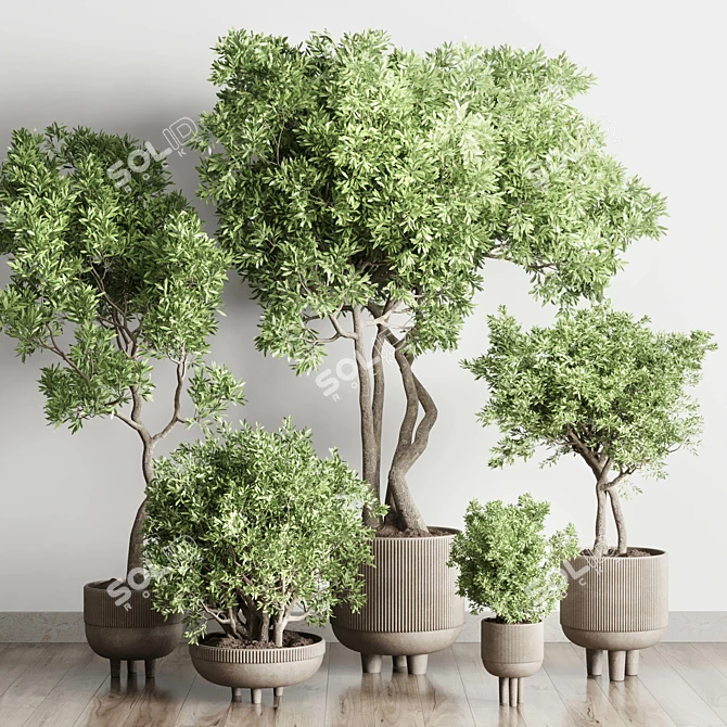 Concrete Pot Collection: Indoor Outdoor Plant Vase 3D model image 1