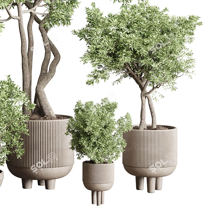 Concrete Pot Collection: Indoor Outdoor Plant Vase 3D model image 3