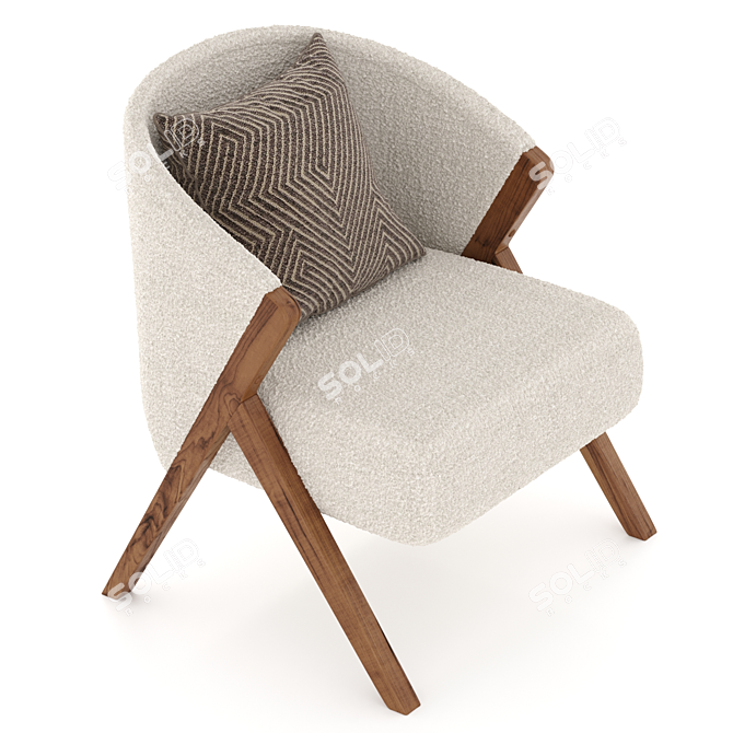 Zara Home Bouclé Armchair: Luxurious Upholstered Elegance 3D model image 4