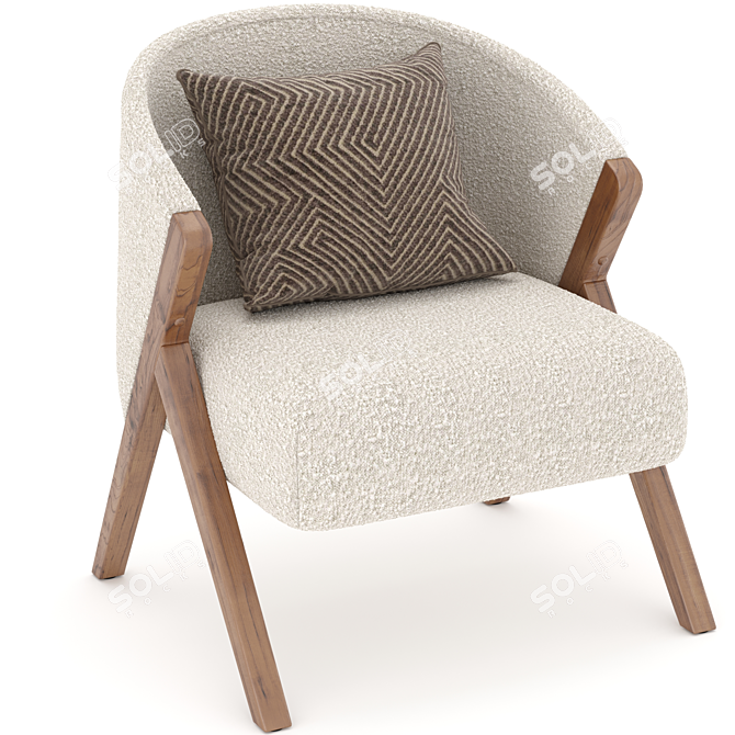 Zara Home Bouclé Armchair: Luxurious Upholstered Elegance 3D model image 6