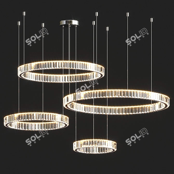 Modern Duplex LED Ring Chandelier 3D model image 1