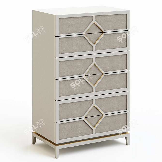 Frato Diamond Tallboy Drawer: Sleek and Spacious Storage. 3D model image 1