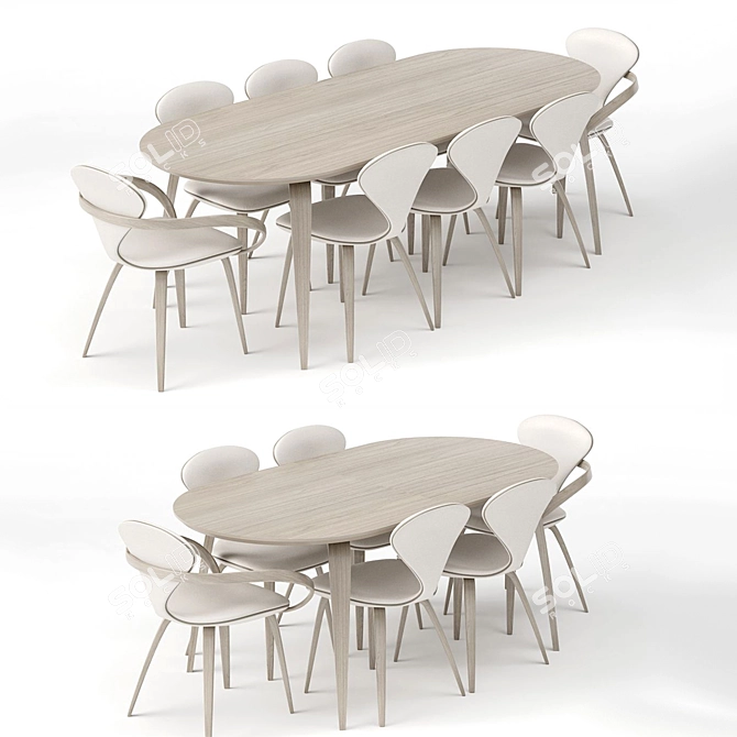 Apriori D Wooden Table (180/220/120cm) 3D model image 1