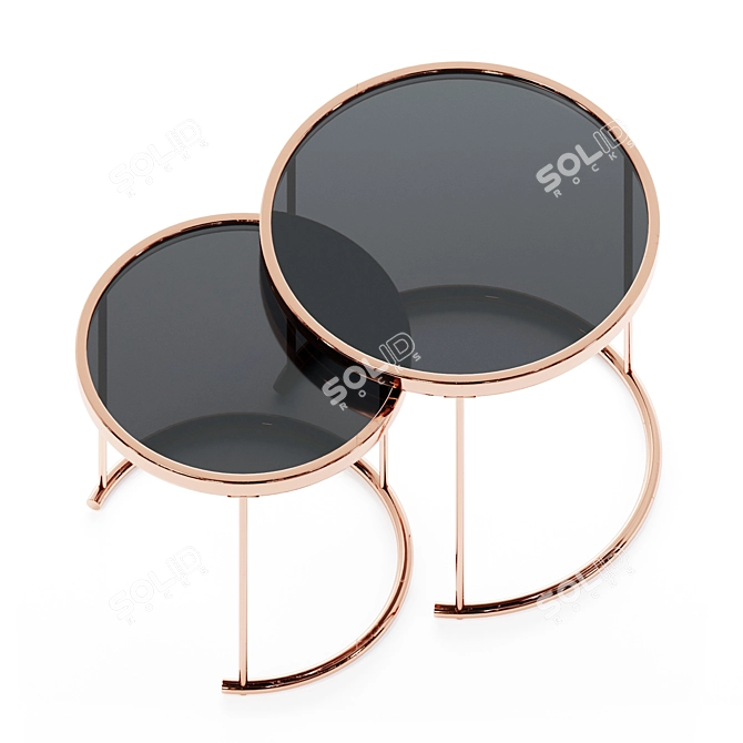 Rose Gold Glass Top Tables 3D model image 5