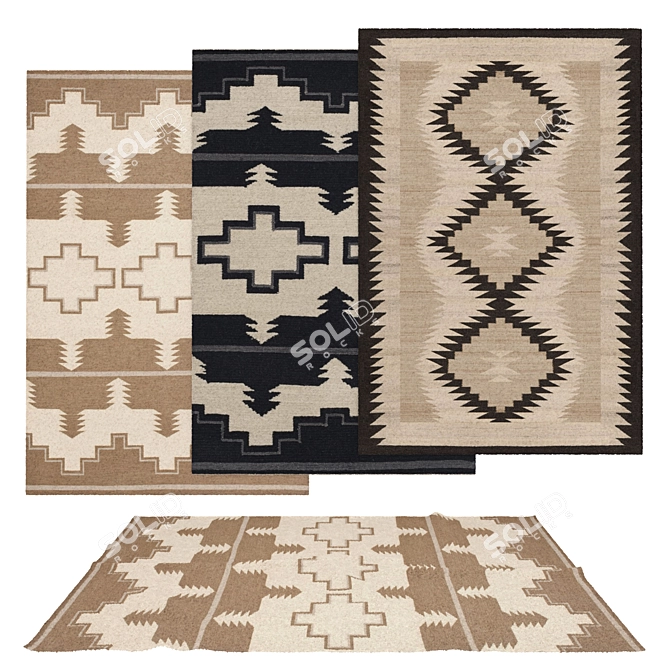 Versatile Set of 6 Rugs 3D model image 1