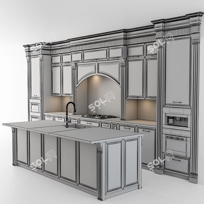 Elegant White Kitchen Set - 47 Pieces 3D model image 5