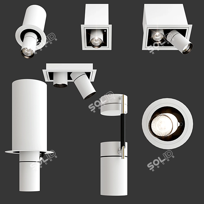 Yori Collection: Adjustable LED Recessed Spotlight 3D model image 1