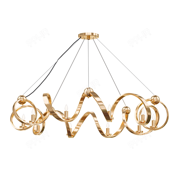 Vintage Wagon Wheel Chandelier 3D model image 1