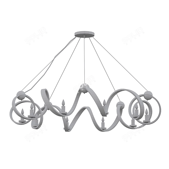 Vintage Wagon Wheel Chandelier 3D model image 2