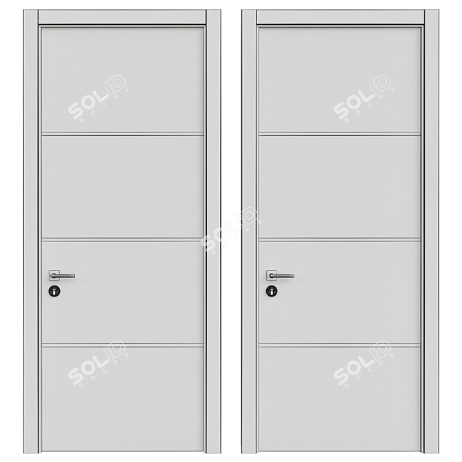 Sleek Interior Door 3D model image 2