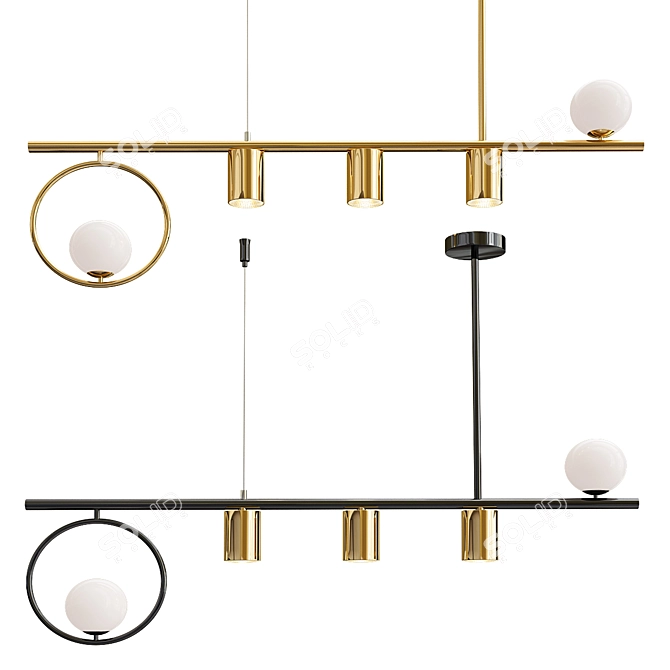 Nordic Hanging Lights: Stylish Dining Room Decor 3D model image 1