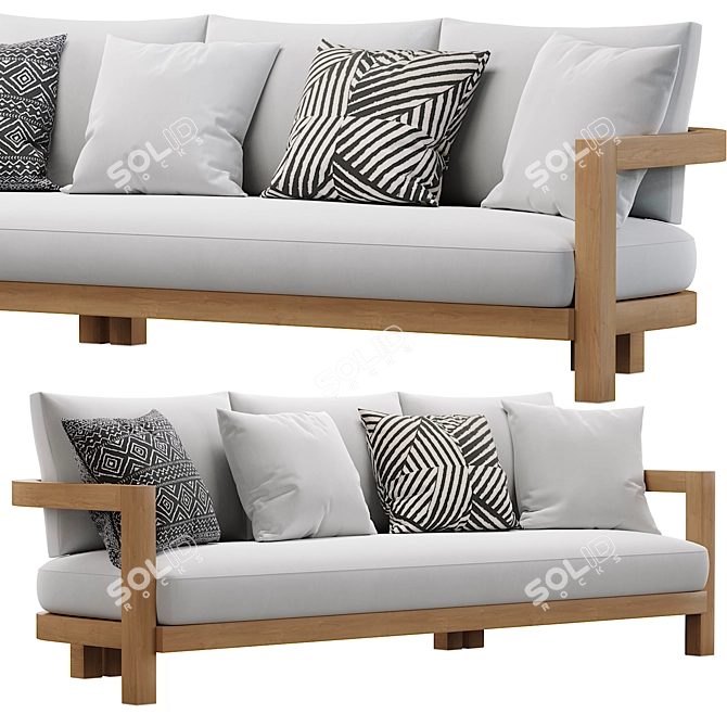 Natural Teak Portofino Sofa 3D model image 2