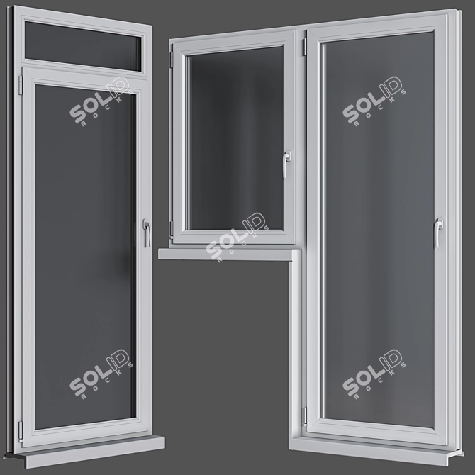 Premium Plastic Window Set: High-quality 3D Model 3D model image 2