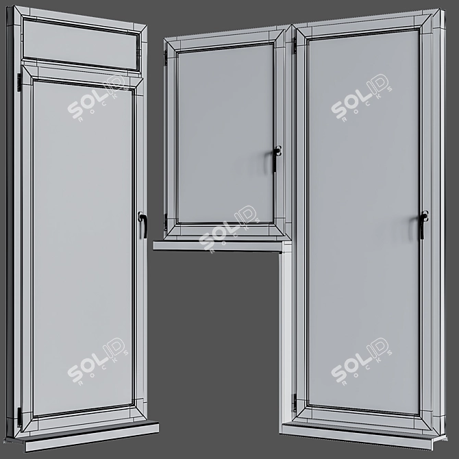 Premium Plastic Window Set: High-quality 3D Model 3D model image 7