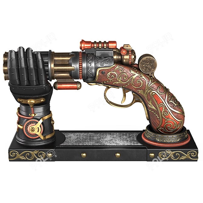 Steampunk Gun Hand Holder Replica 3D model image 2