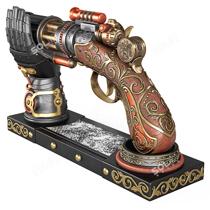 Steampunk Gun Hand Holder Replica 3D model image 6