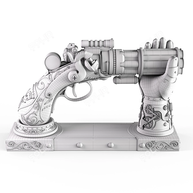 Steampunk Gun Hand Holder Replica 3D model image 7