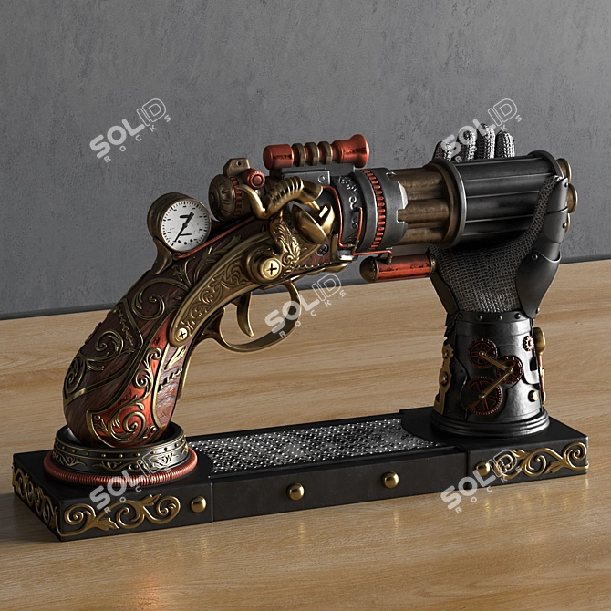 Steampunk Gun Hand Holder Replica 3D model image 8
