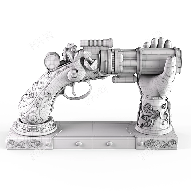 Steampunk Gun Hand Holder Replica 3D model image 9