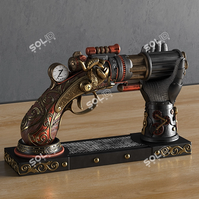 Steampunk Gun Hand Holder Replica 3D model image 10