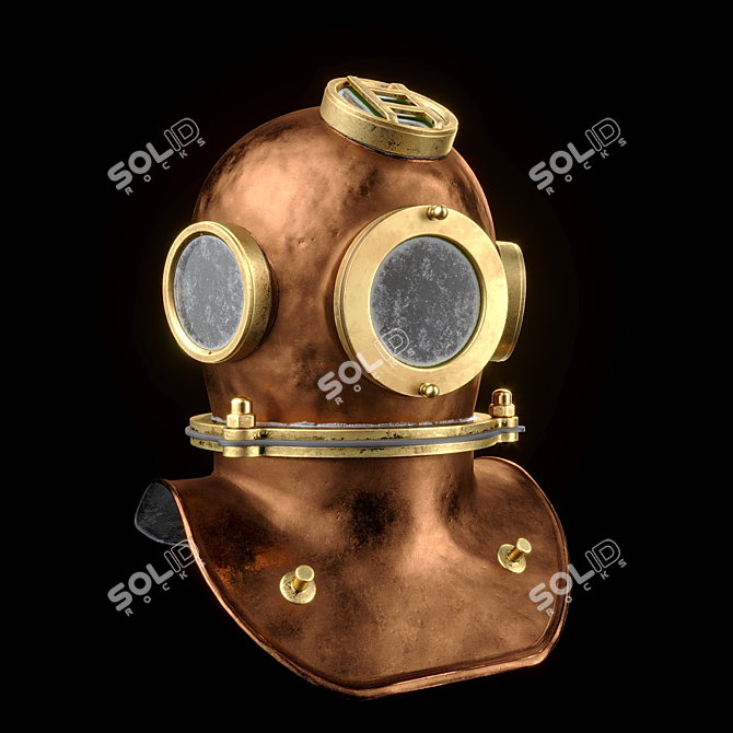 High-Poly Diving Set: Helmet, Hood, Weight, Knife 3D model image 3