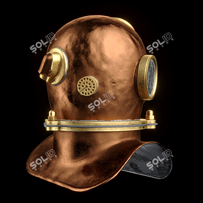 High-Poly Diving Set: Helmet, Hood, Weight, Knife 3D model image 4