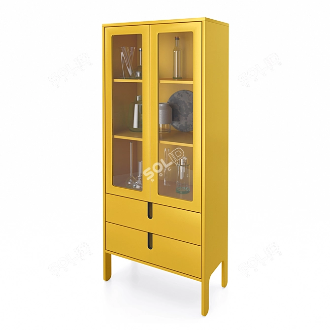 Yellow Glass Cabinet by Tenzo 3D model image 1