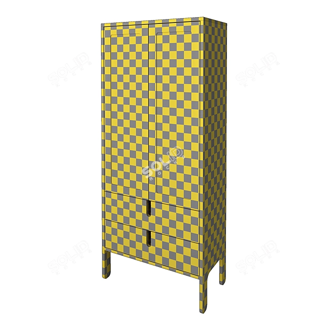 Yellow Glass Cabinet by Tenzo 3D model image 4