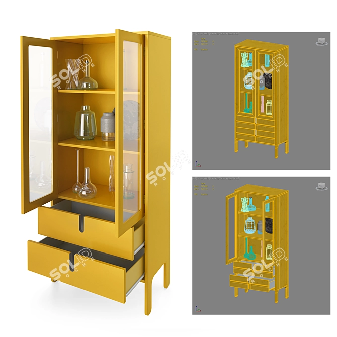 Yellow Glass Cabinet by Tenzo 3D model image 8