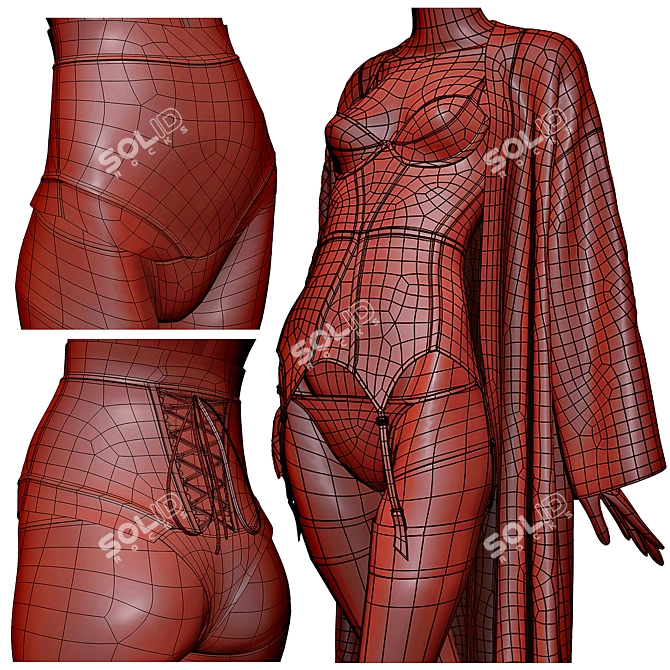 Mannequin Lingerie Set 3D model image 3