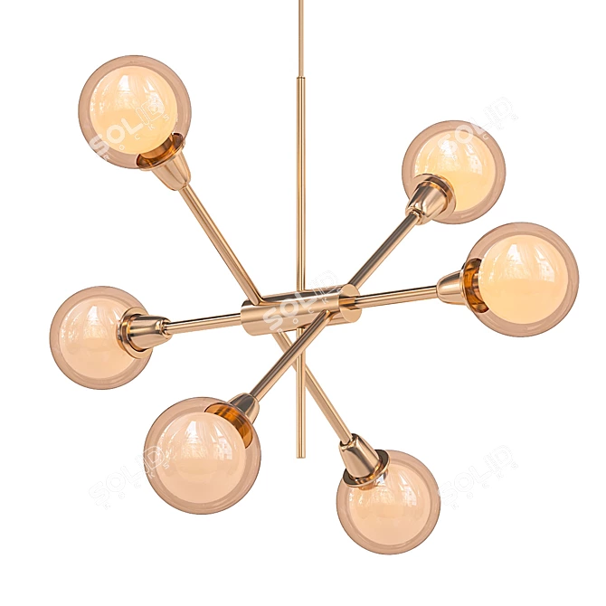  Huxley Ceiling Light: Sleek Smoke & Antique Brass 3D model image 1