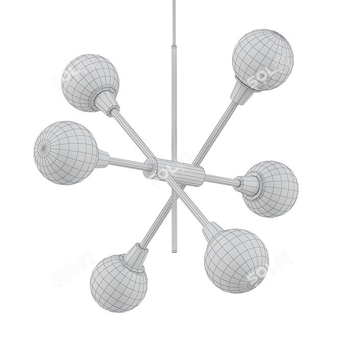  Huxley Ceiling Light: Sleek Smoke & Antique Brass 3D model image 2