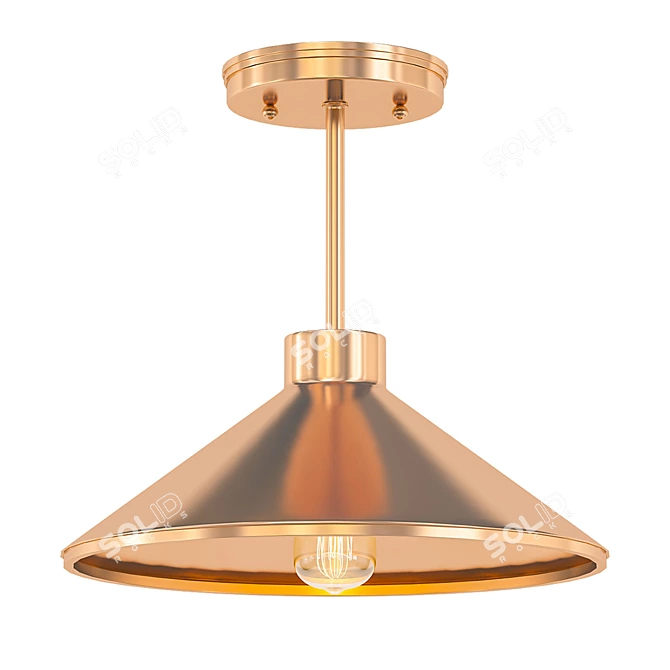 Brass Gold LED Pendant: Modern Farmhouse 3D model image 1