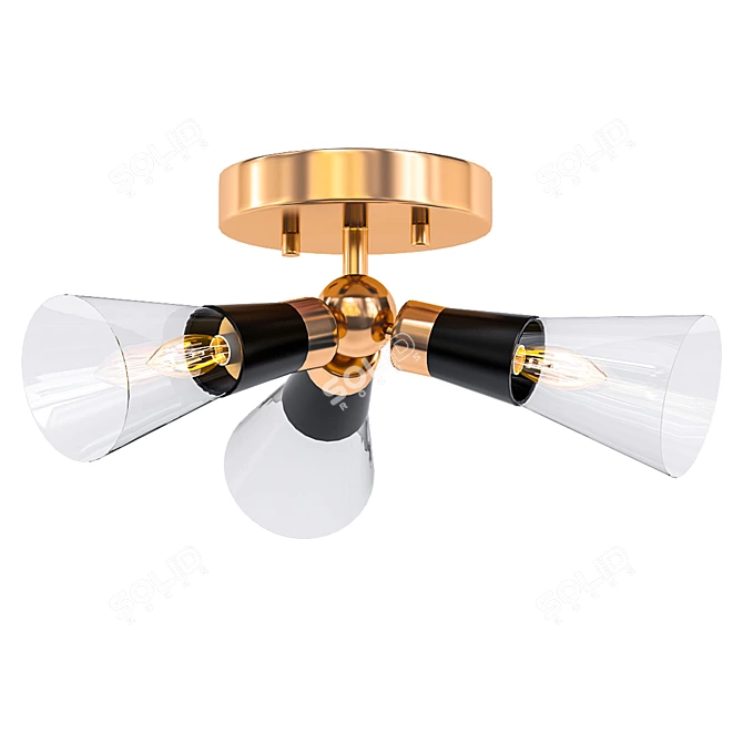 Modern Bronze Semi-Flush Light 3D model image 1